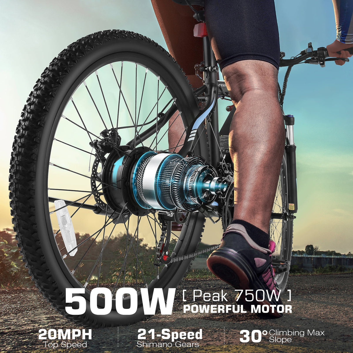 Electric Bike 26" x 2.1" 500W Mountain Bicycle 48V G63119