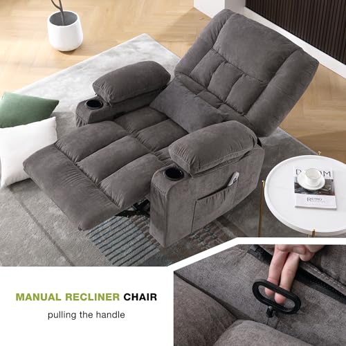 Oversized Swivel Rocker Recliner Chair with Vibration Massage and Lumbar Heat G12476