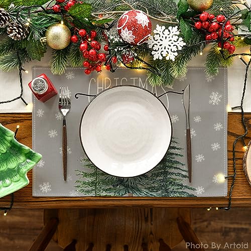 Beige Pine Tree Snowflake Placemats Set of 4 H693399