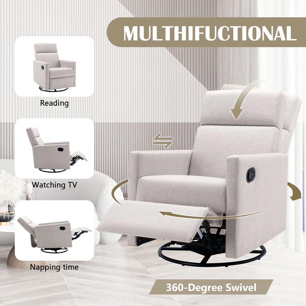 Tan Upholstered Swivel Recliner Chair A562034