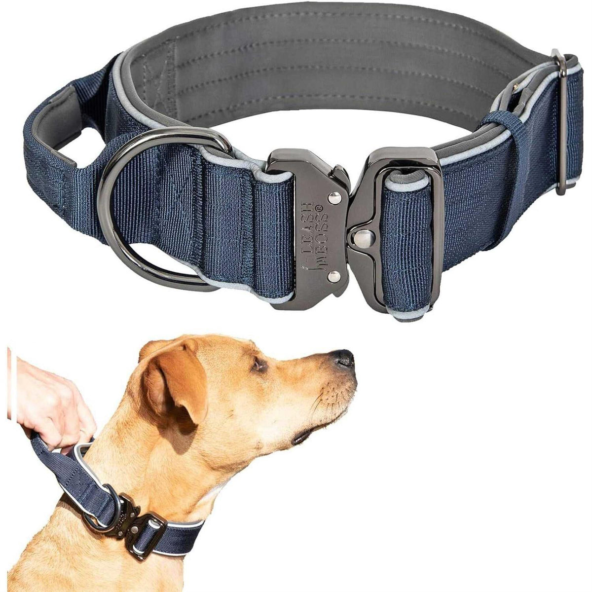 Heavy-Duty Adjustable Tactical Dog Collar with Handle P2481