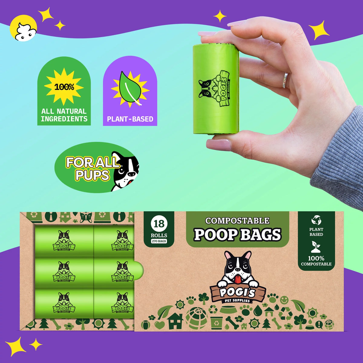 Compostable Extra-Large Waste Bags, 270 Bags E6439