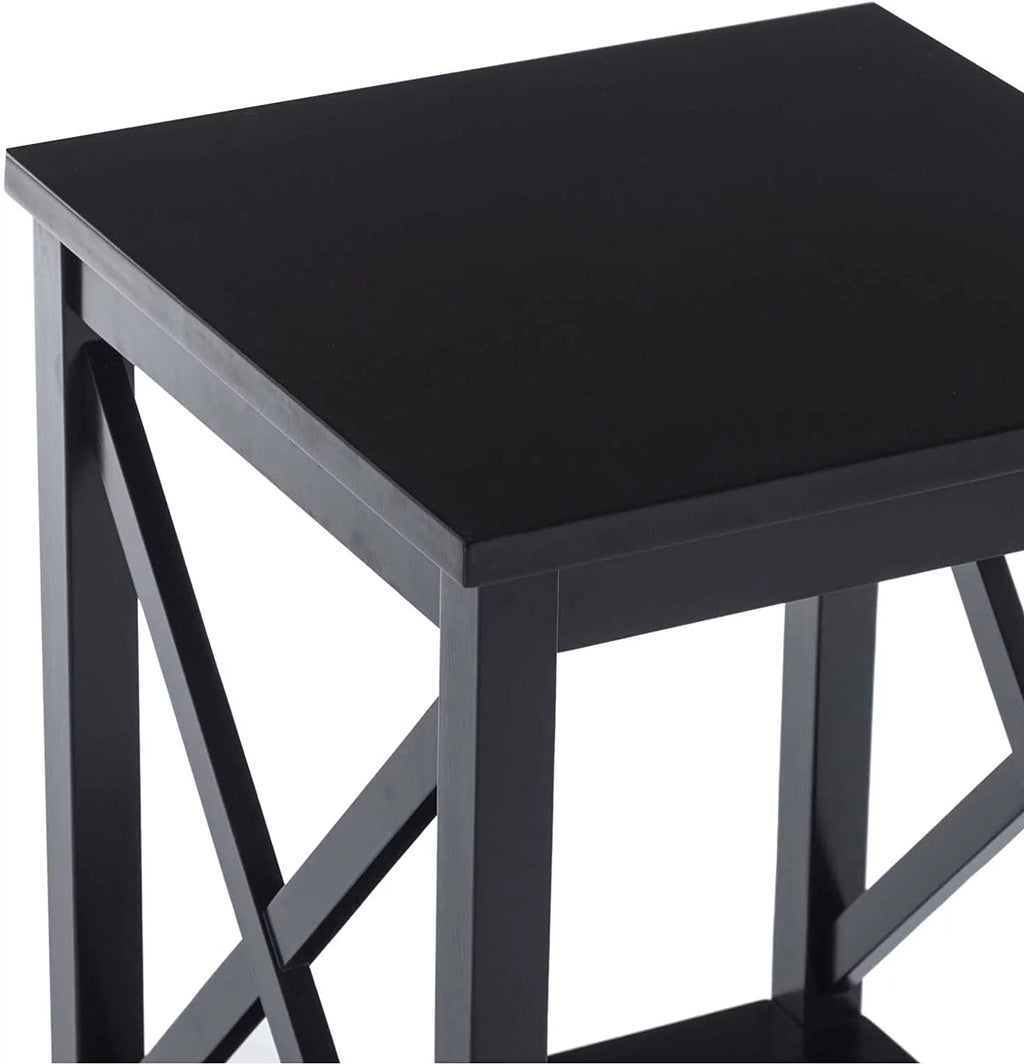 Black 2-Tier Wood End Table with Storage M323109