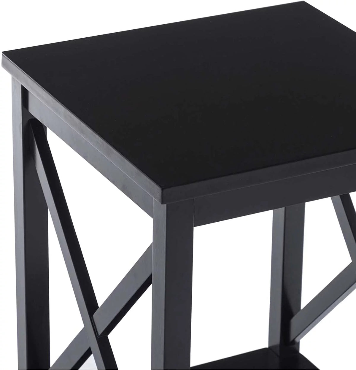Black 2-Tier Wood End Table with Storage M323109