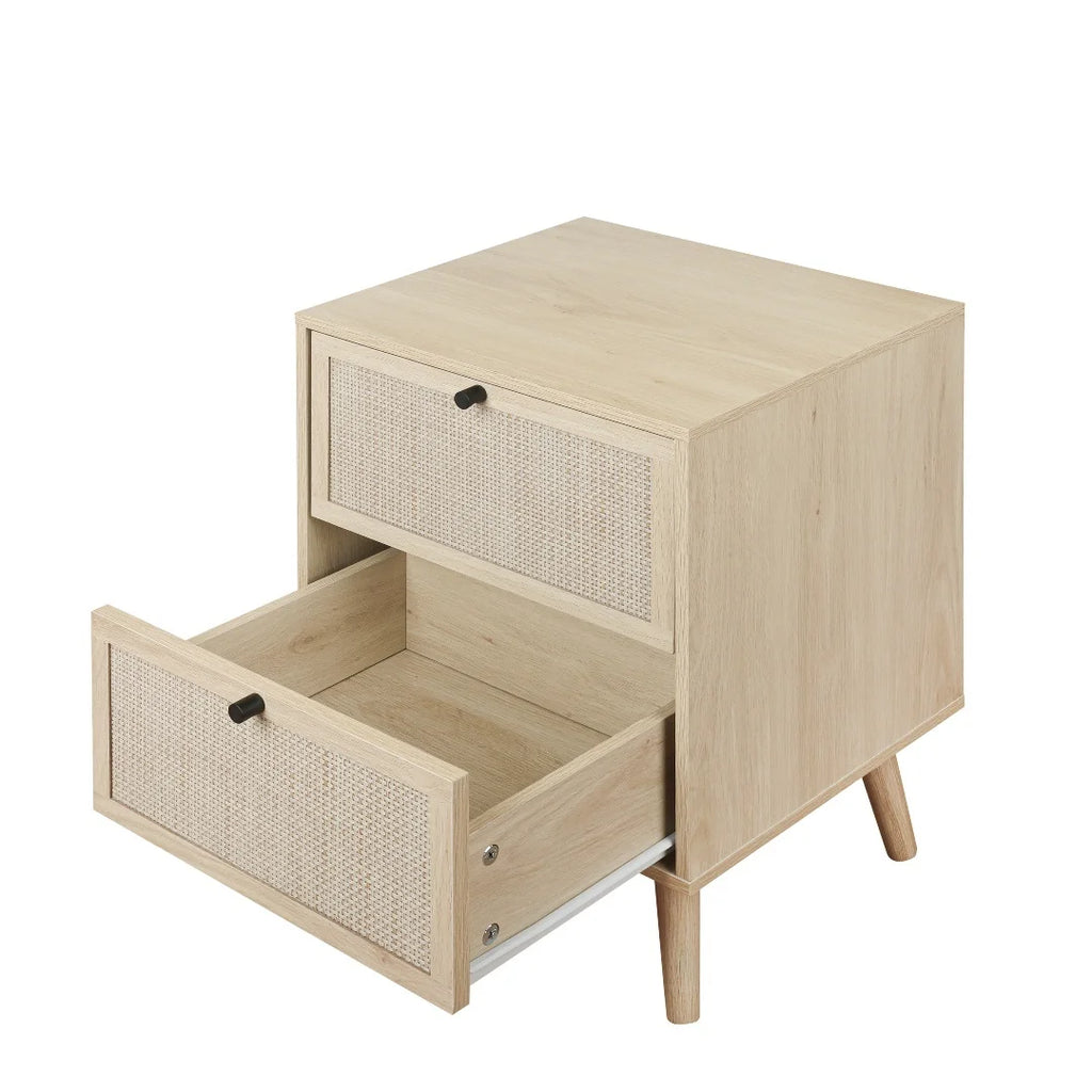Set of 2 2 Drawer Natural Nightstand X3586