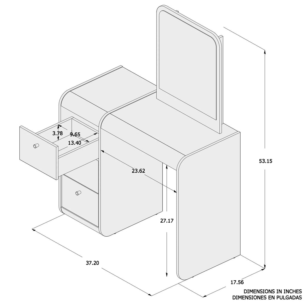 White Lighted Vanity Table Z4910