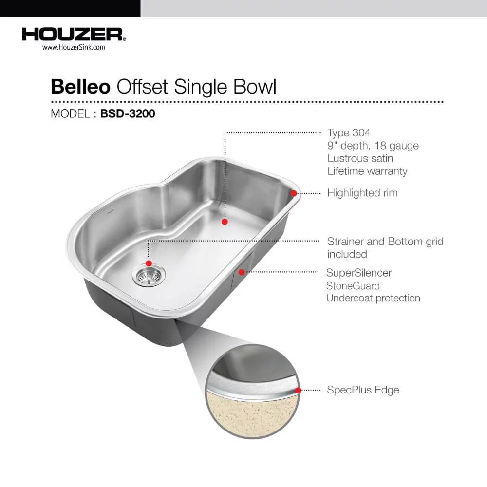 Stainless Steel Topmount Single Bowl Kitchen Sink W5205