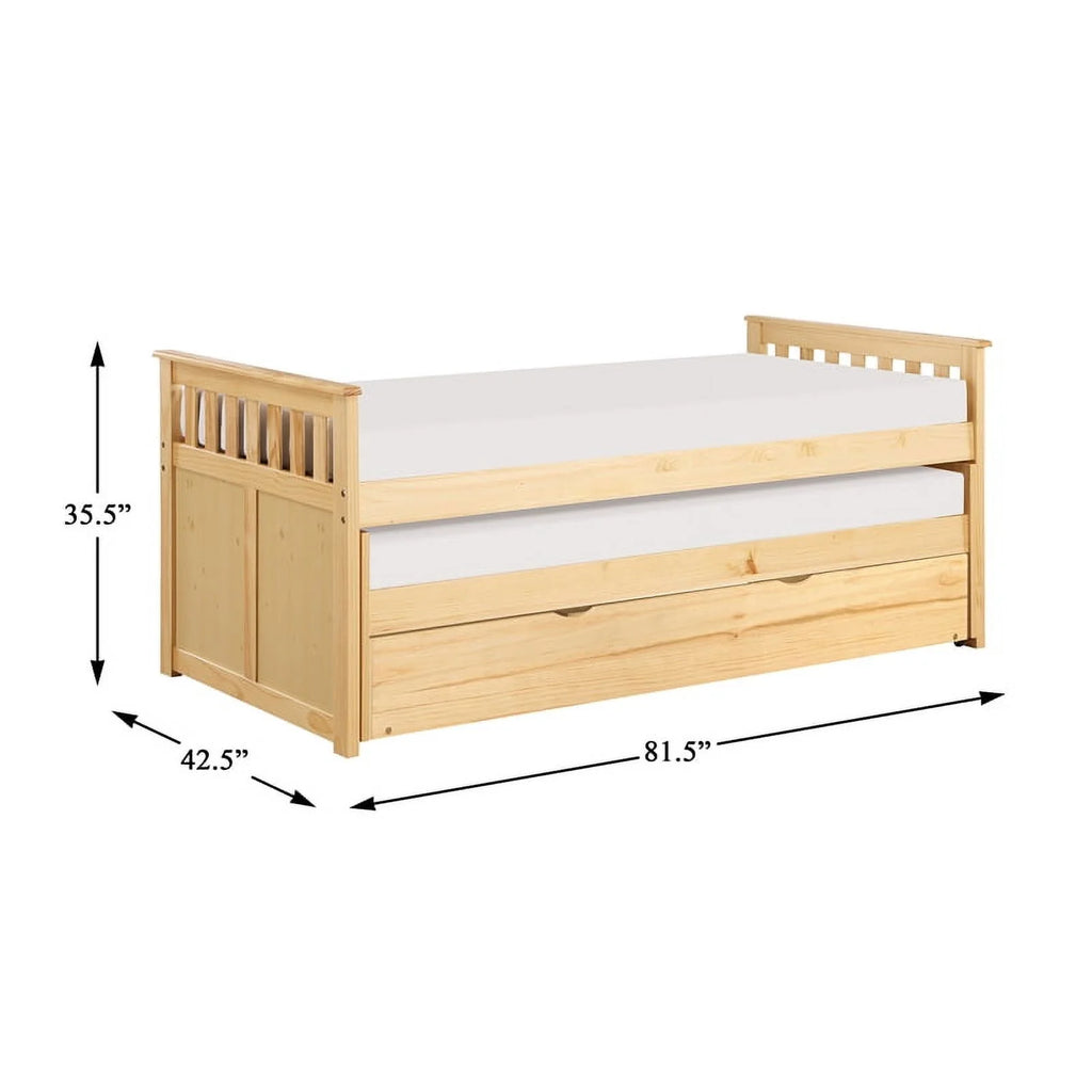 Wood Twin Bed with Twin Trundle H905