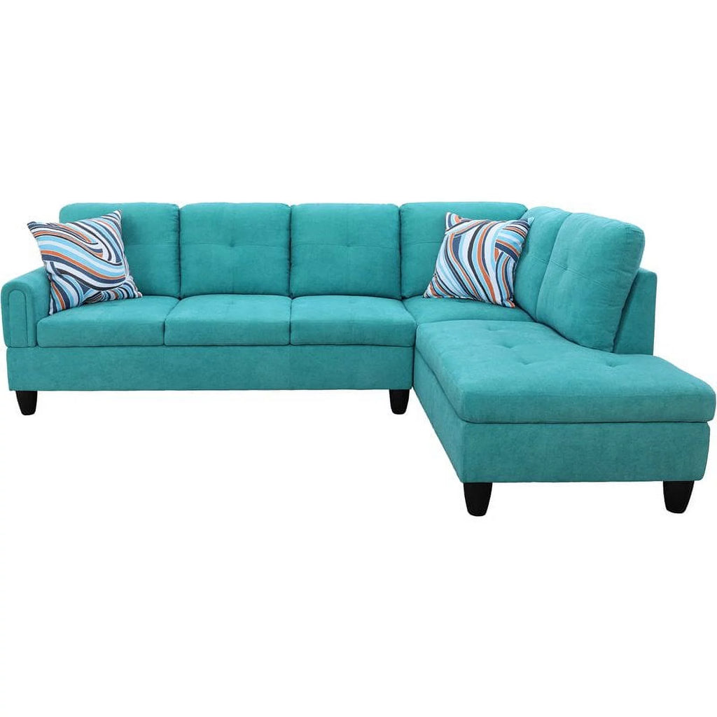 Green Linen Fabric Sectional Sofa Set R15004