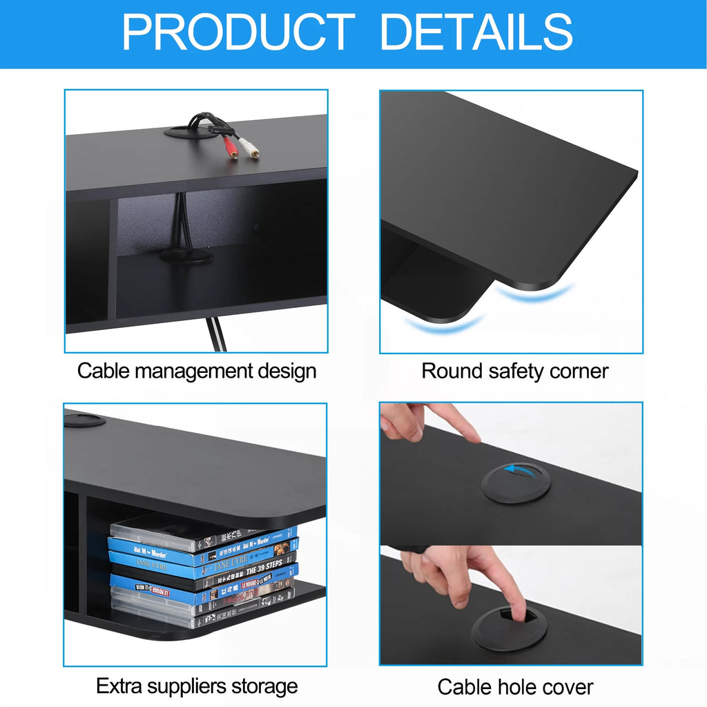 Black Wall Mounted Wood Media Console G108329