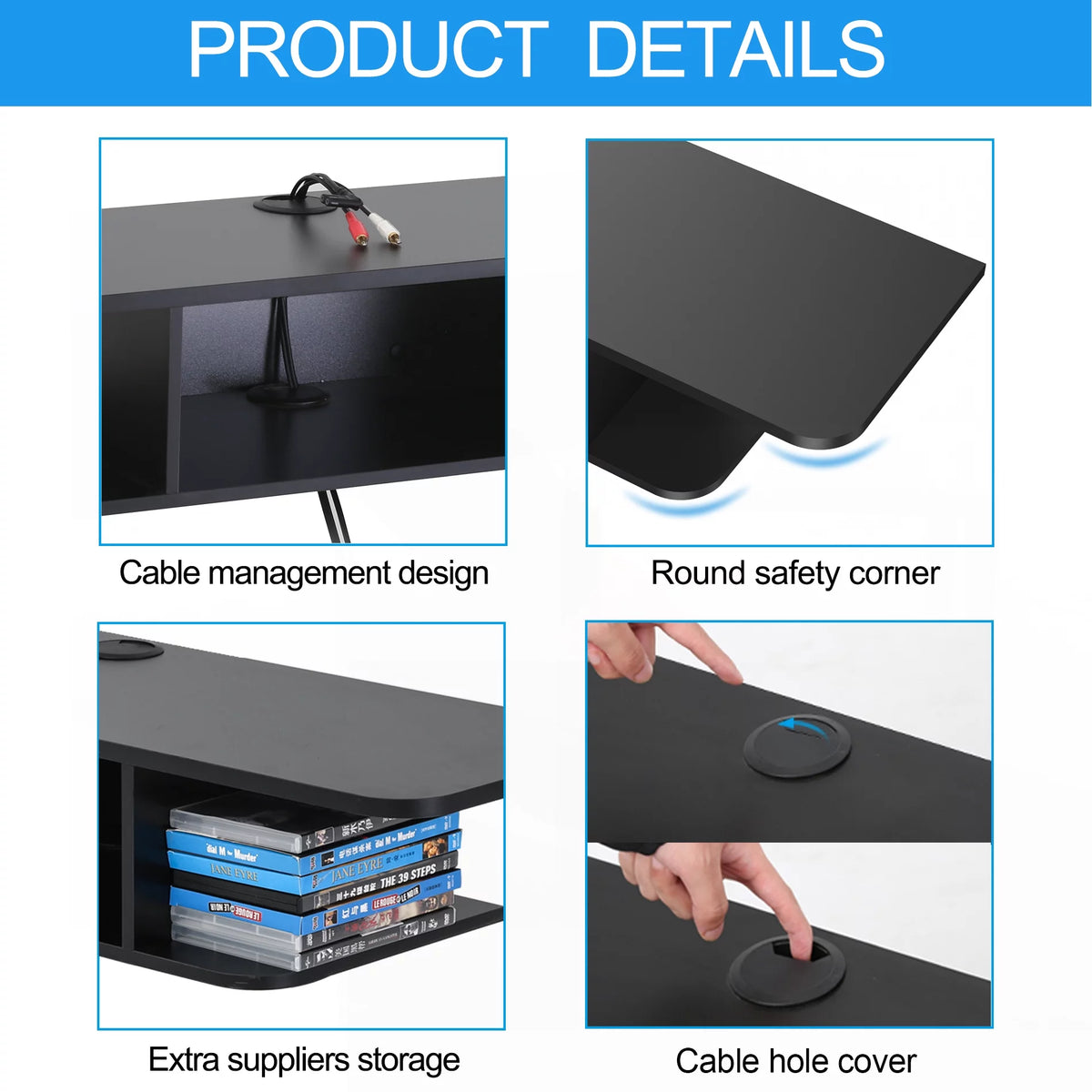 Black Wall Mounted Wood Media Console G108329
