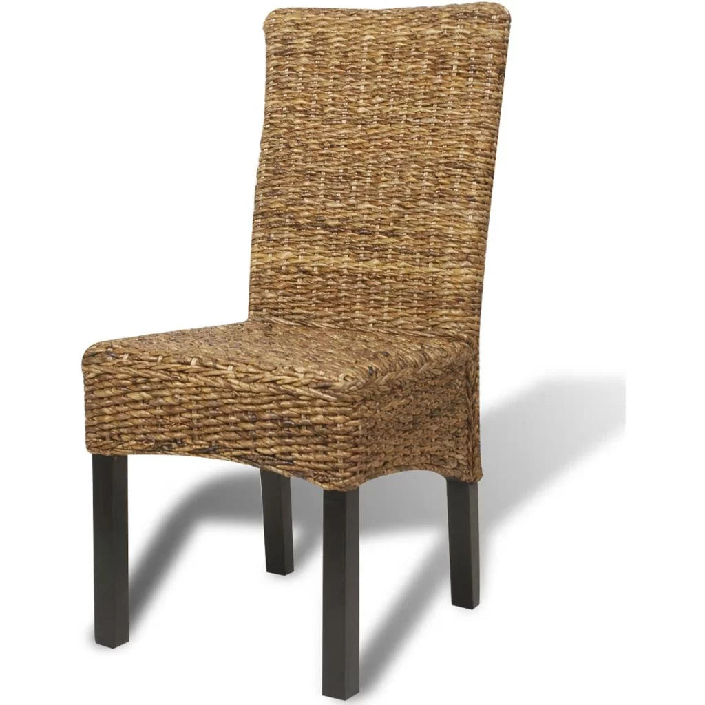 6 pcs Abaca and Solid Mango Wood Dining Chairs N9633