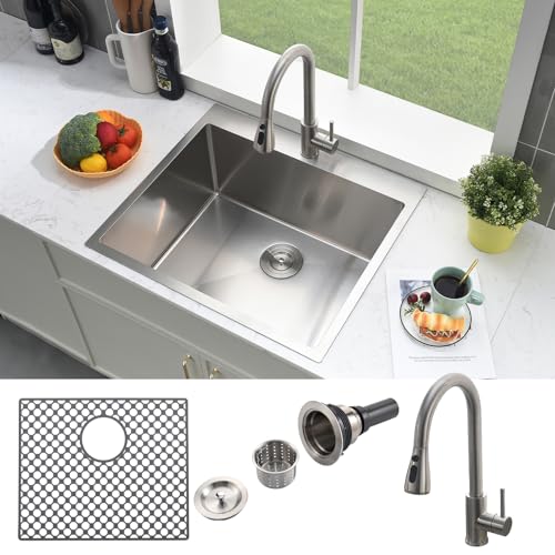 25 Inch Drop In Stainless Steel Laundry Sink with Faucet X1482