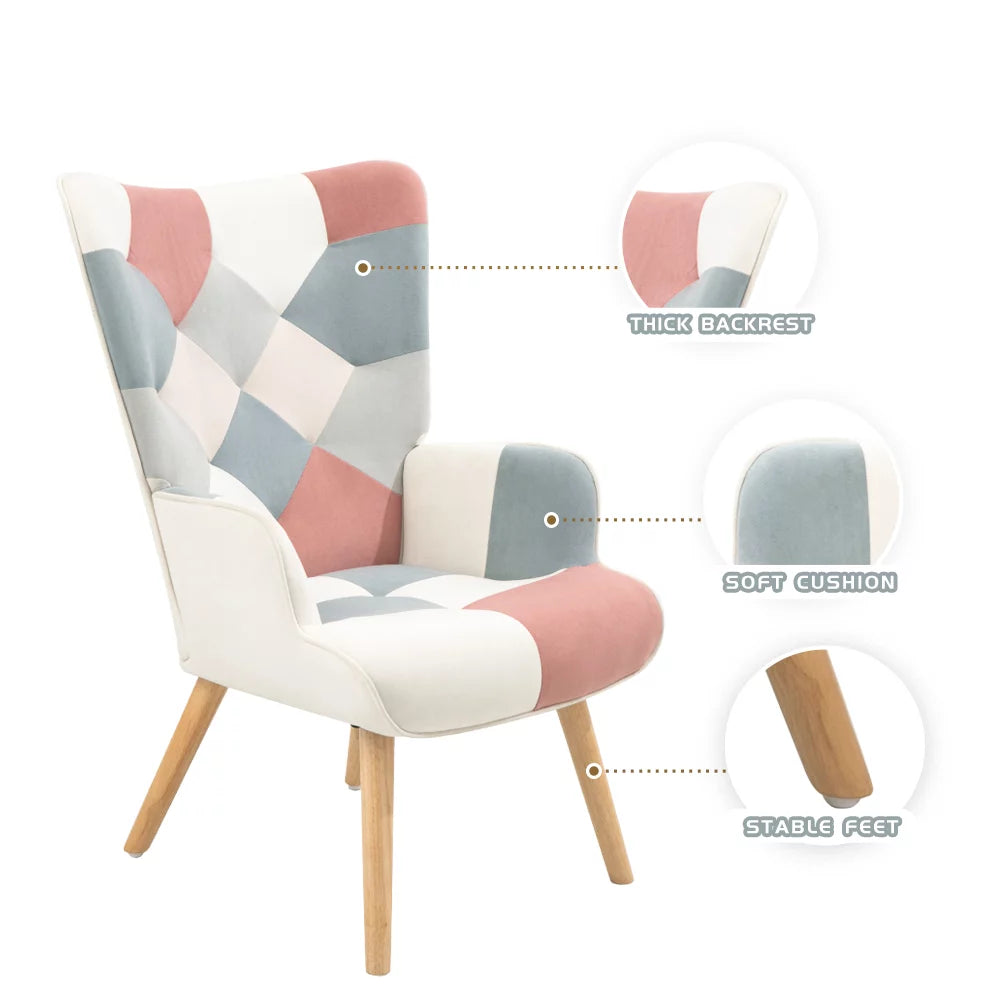 Pink Accent Chair with Ottoman P80357