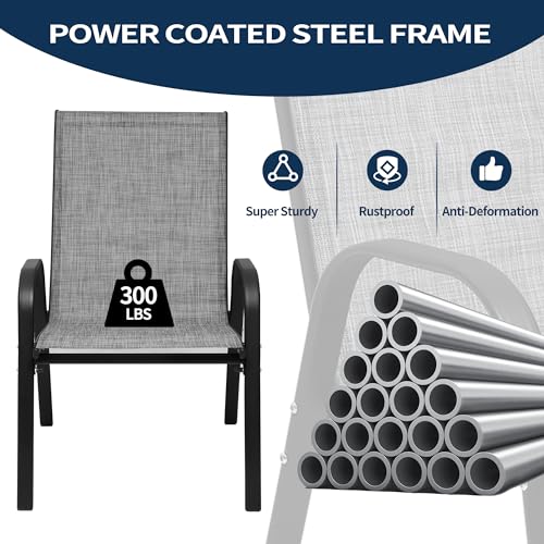 Set of 6 Stackable Textilene Patio Chairs with Armrests S3060