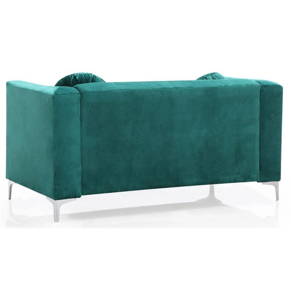 Velvet Sofa Chaise and Loveseat 2-Piece Set in Green C652258