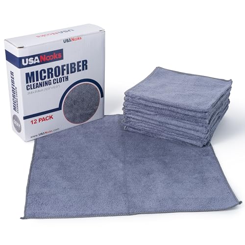 Grey 12 Pcs Microfiber Cleaning Cloth V6696