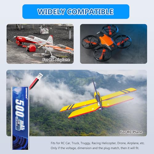 1S 500mAh 3.8V HV Lipo Battery 80C RC Drone Battery with PH2.0 Plug F190749