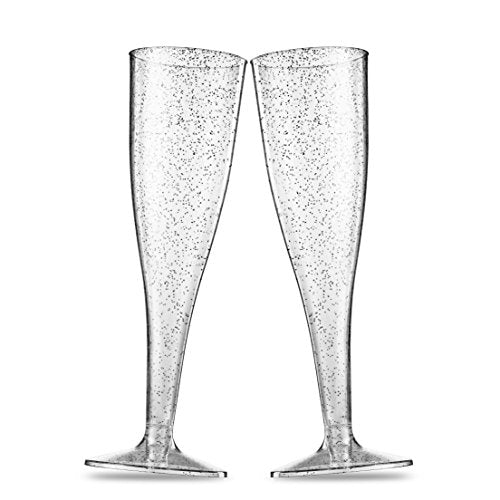 50 Pack 5 Oz Gold Rimmed Clear Plastic Champagne Flutes F721