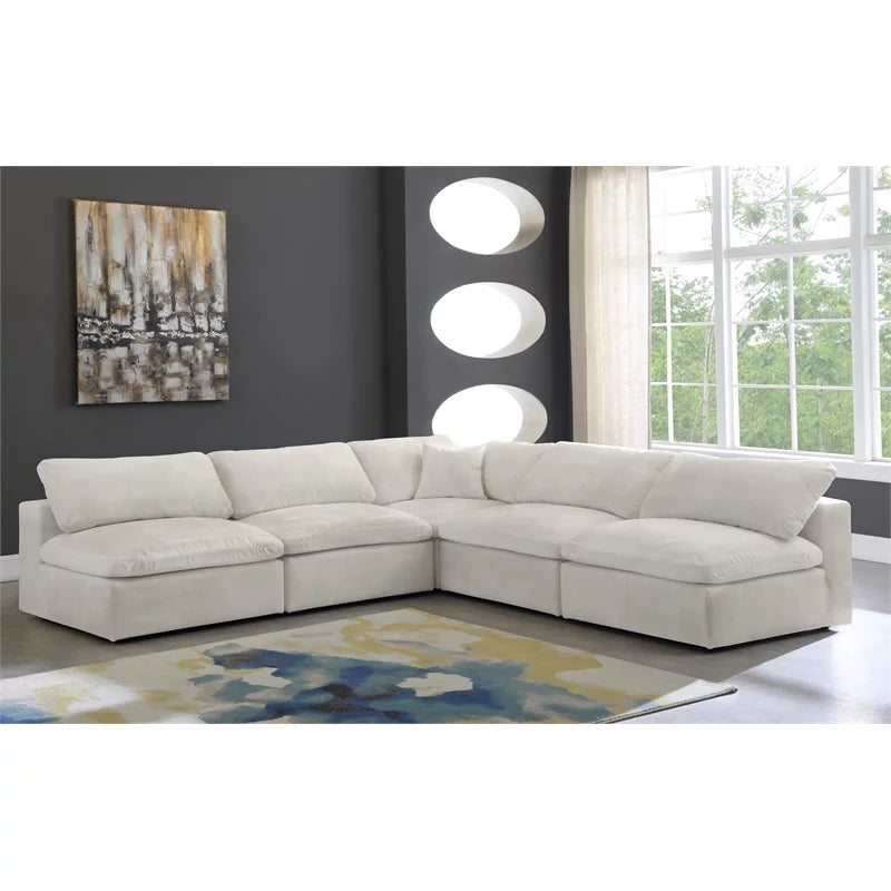 Cream Velvet Down Filled Modular Sectional Sofa S3167