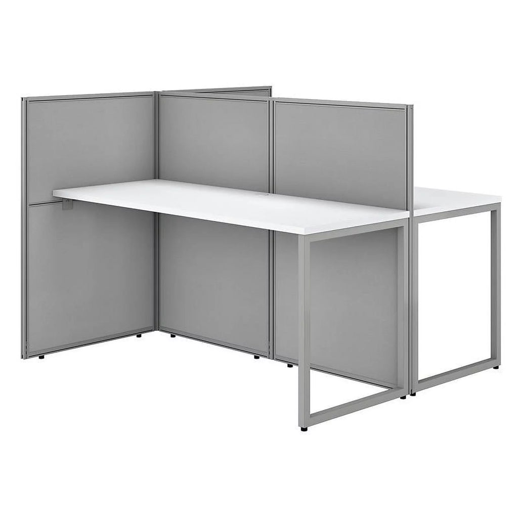 60W 2 Person Cubicle Desk with 45H Panels in White Engineered Wood Z365605