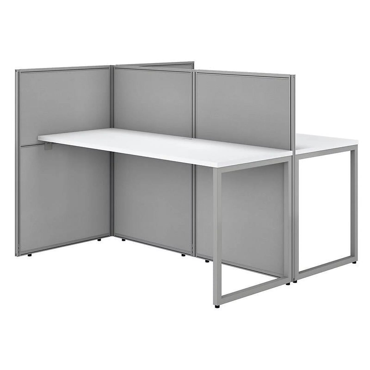 60W 2 Person Cubicle Desk with 45H Panels in White Engineered Wood Z365605