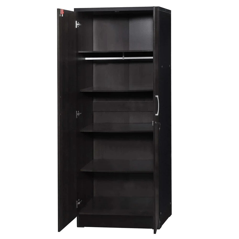 Black Two Door Armoire Wardrobe with Mirror E6625