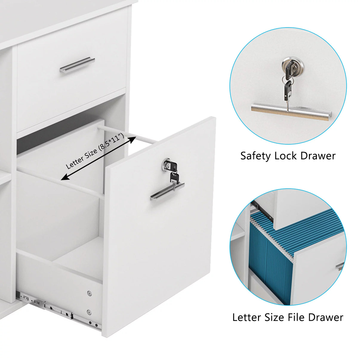 2-Drawer Mobile Lateral Filing Cabinet with Lock and Wheels H3316