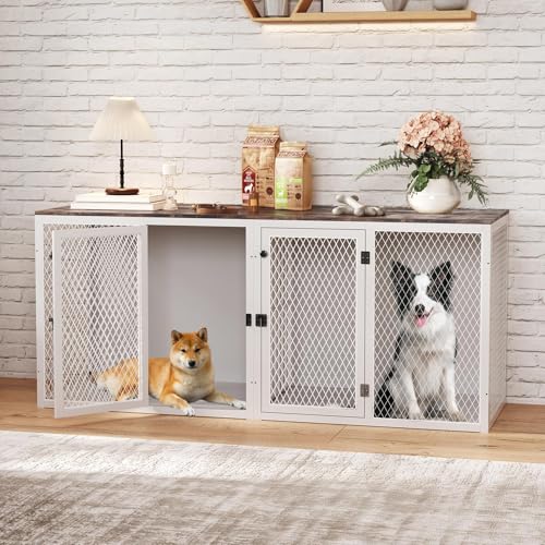 71 Inch Wooden Dog Crate Furniture with Divider D7098