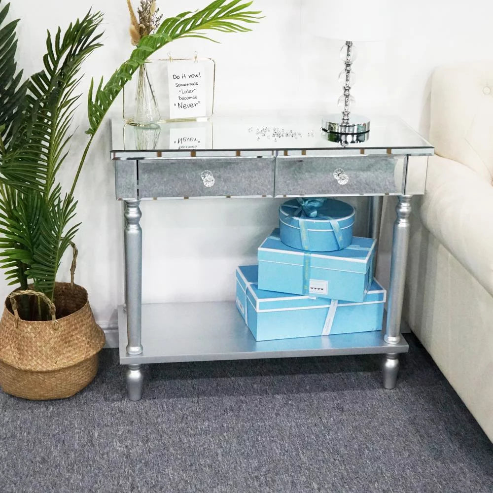 Mirrored Sofa Table with Shelf I35993
