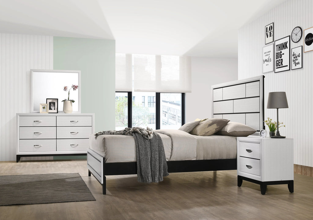 White Queen Bedroom Set with Dresser, Mirror, Night Stand V69426