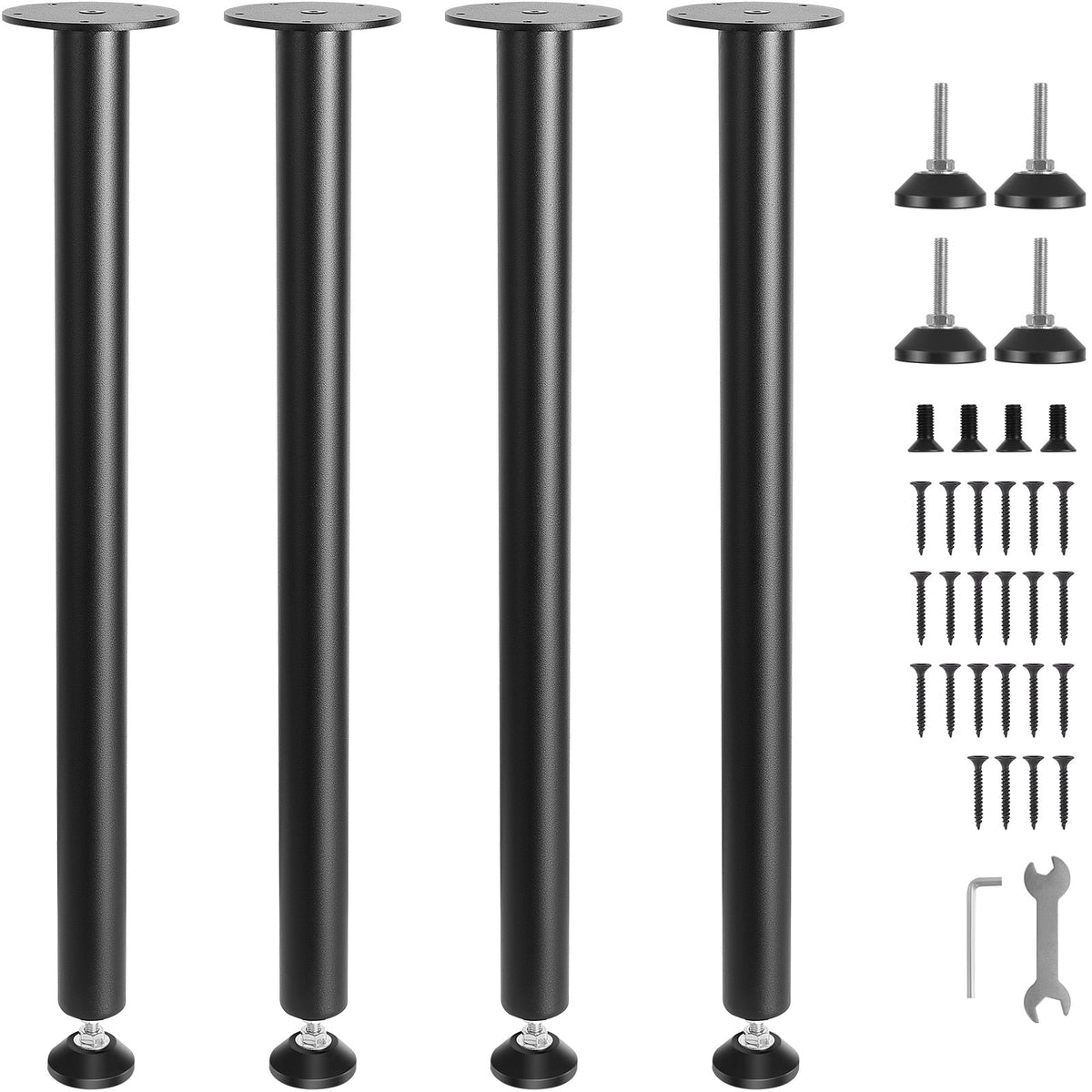 28" Solid Steel Adjustable Desk Legs Set of 4 Black B83955