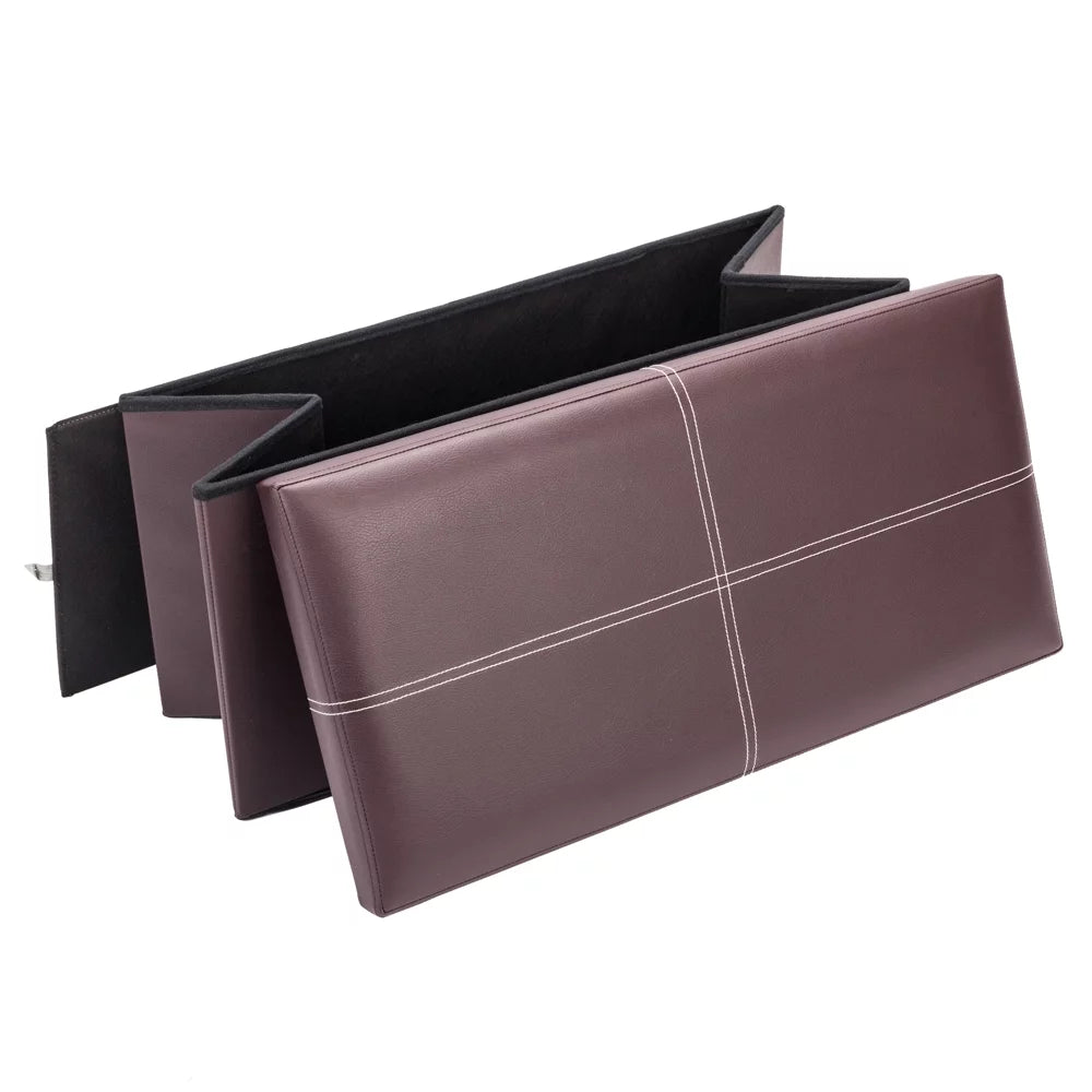 Brown Foldable Storage Ottoman Footstool G9157
