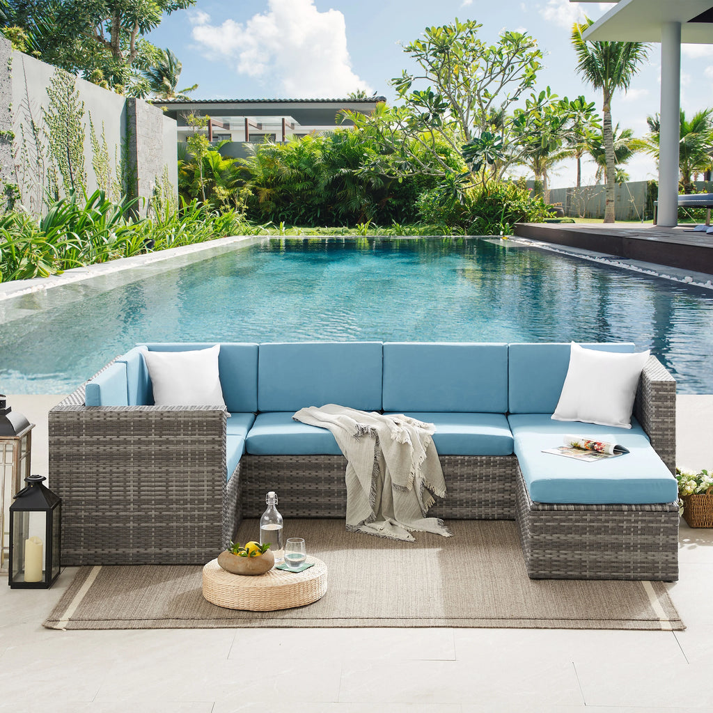 5 Pieces Rattan Wicker Outdoor Furniture Set with Glass Table B330