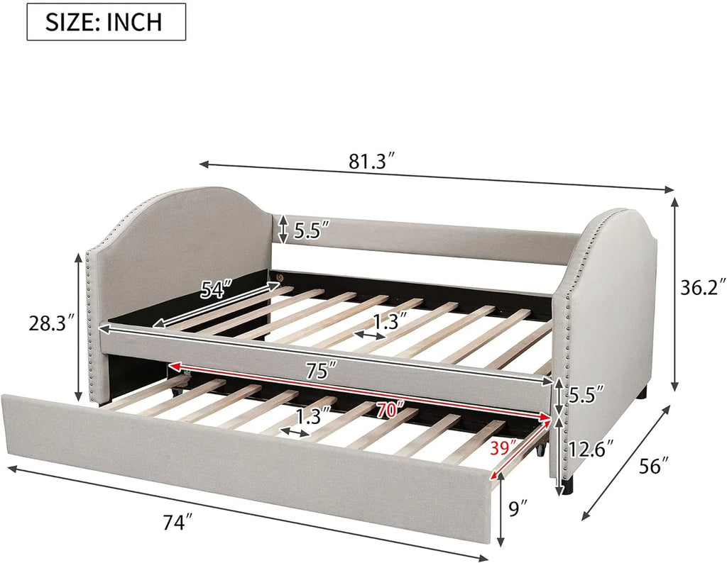 Full Size Upholstered Daybed with Trundle O739164
