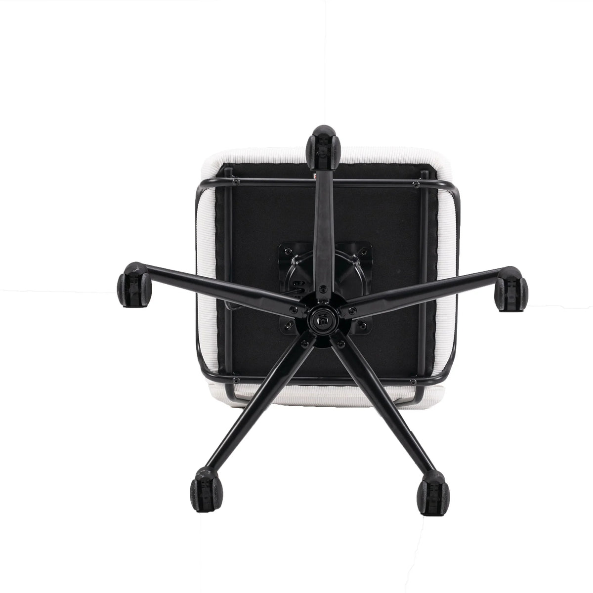 White Corduroy Swivel Chair with Wheels P74517