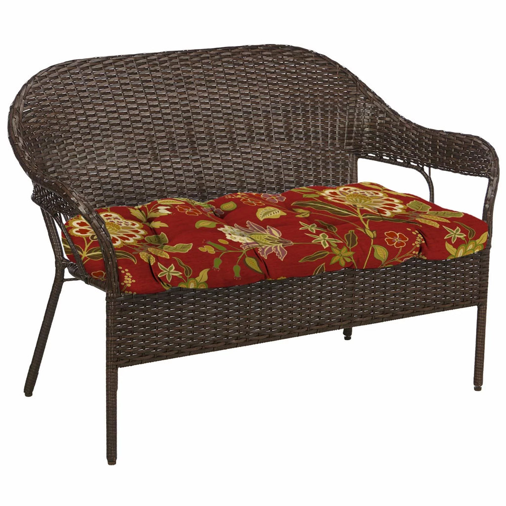 Rectangular Tufted Outdoor Wicker Settee Bench Cushion L1199