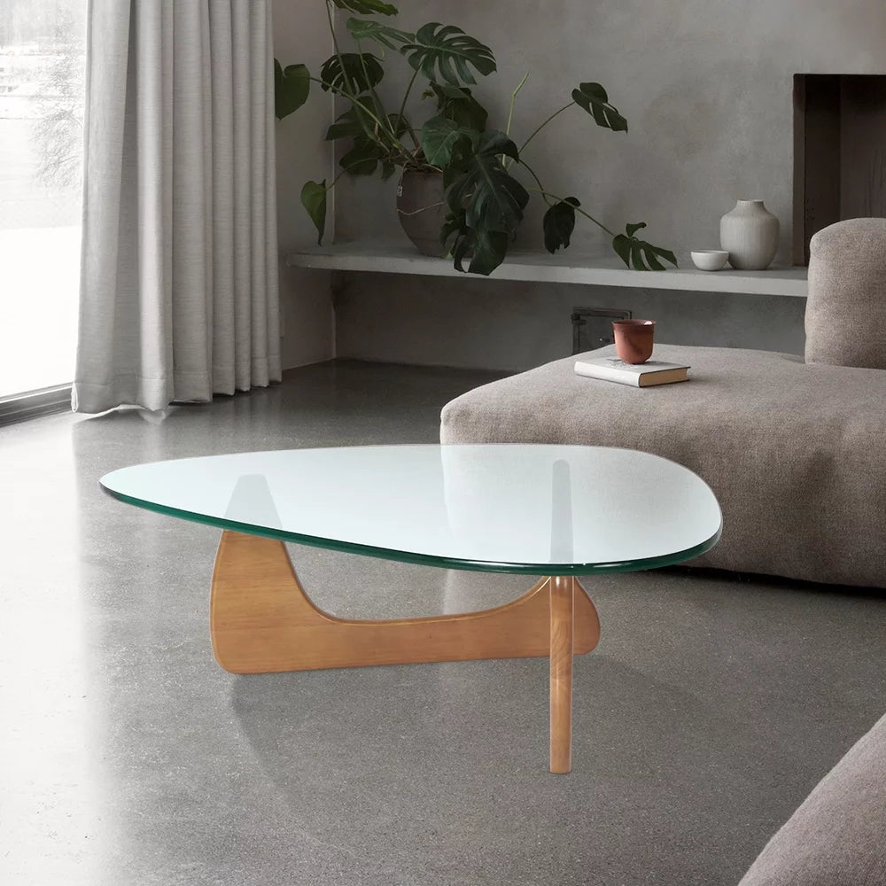 Light Walnut Wood Base Triangle Coffee Table B97638