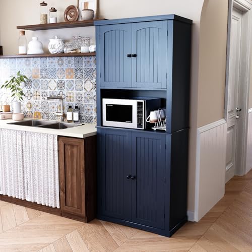 72" Kitchen Pantry Storage Cabinet with Doors and Shelves N97108