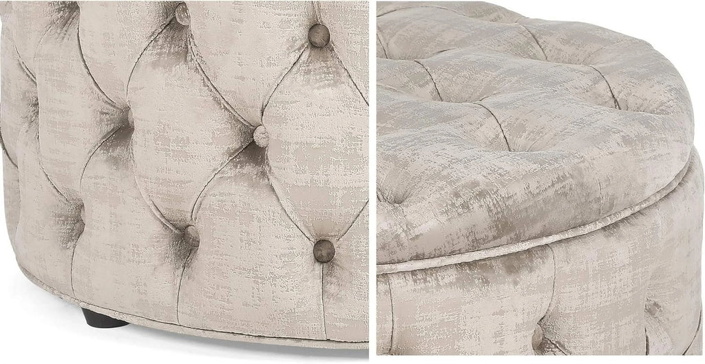 28 Inch Round Velvet Storage Ottoman D517