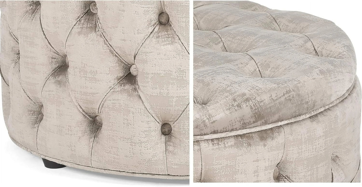 28 Inch Round Velvet Storage Ottoman D517
