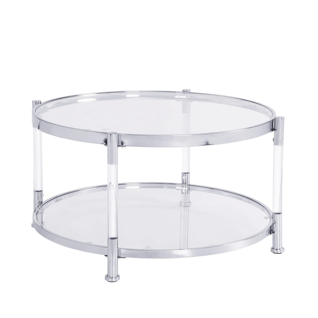 Acrylic Round Tempered Glass Coffee Table J994