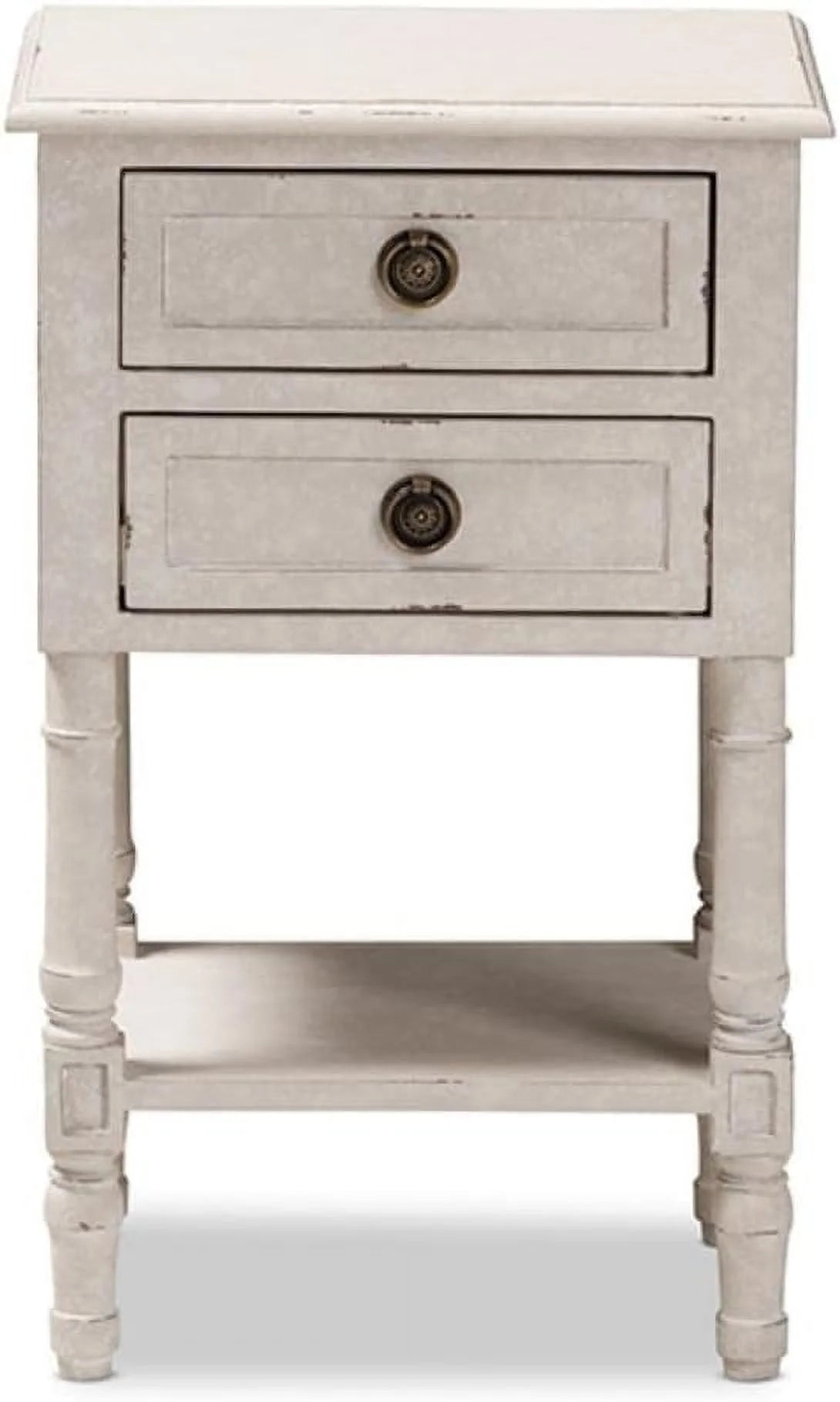 Whitewashed 2-Drawer Nightstand V82475