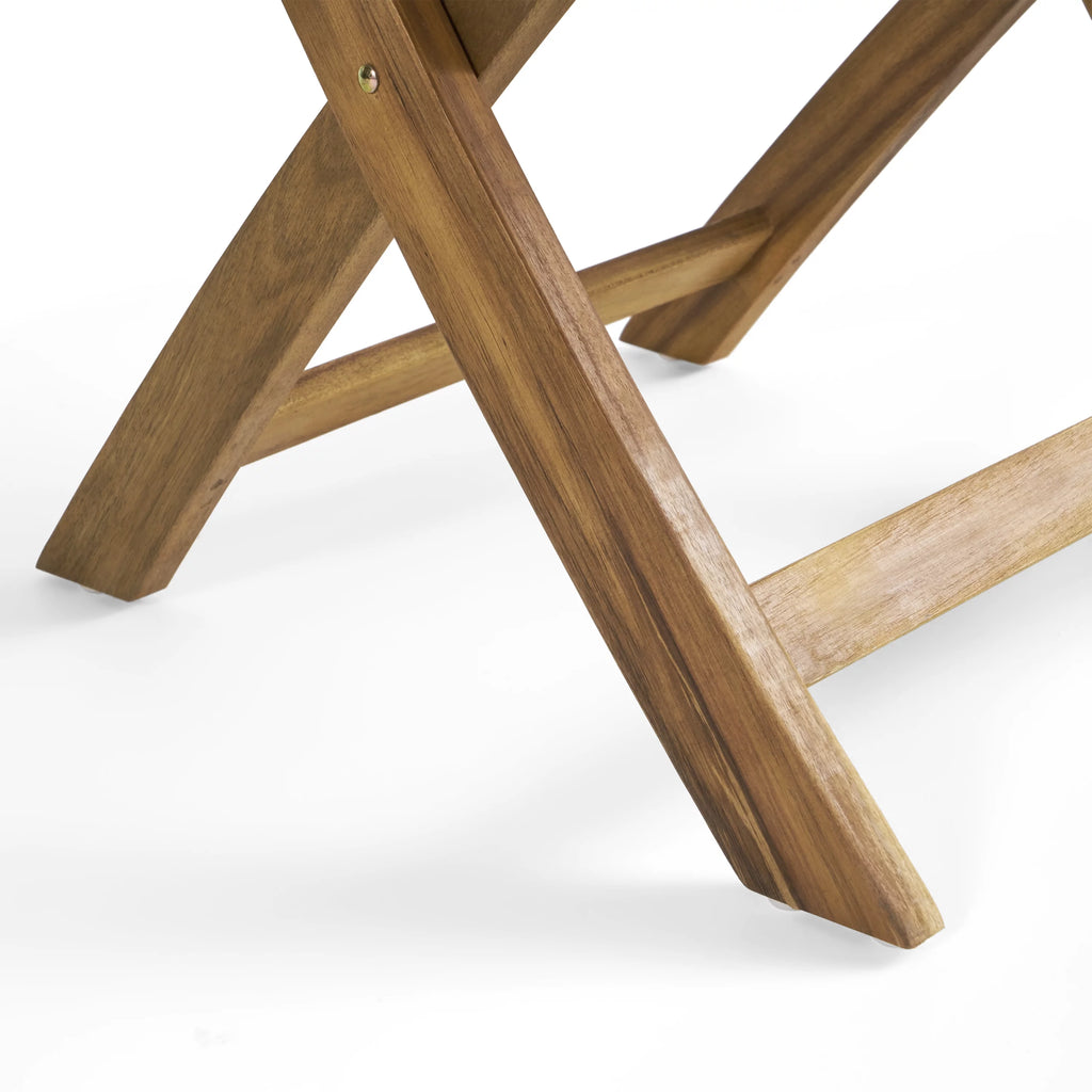 Acacia Wood Foldable Bistro Chairs with Wicker Seating Set of 2 P400