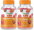 Probiotic 2 Billion CFU Kids Zinc 25mg Gummies Bundle Gluten Free Chewable Gummy A62658