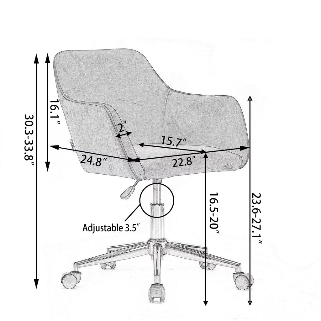 Aqua Light Blue Velvet Adjustable Height Office Chair J4605