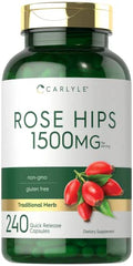Rose HIPS 1500mg 240 Quick Release Capsules Non-GMO Gluten Free Herbal Supplement O91969