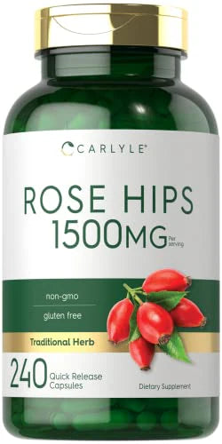 Rose HIPS 1500mg 240 Quick Release Capsules Non-GMO Gluten Free Herbal Supplement O91969