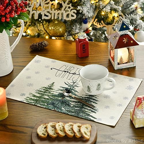 Beige Pine Tree Snowflake Placemats Set of 4 H693399