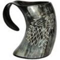 Vikings Drinking Horn Mug Wolf Carved Tankard U34930